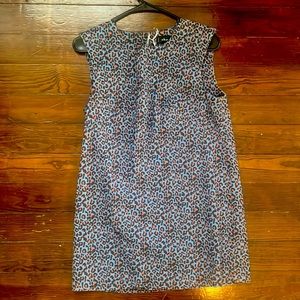 Blue cheetah print mini shirt dress